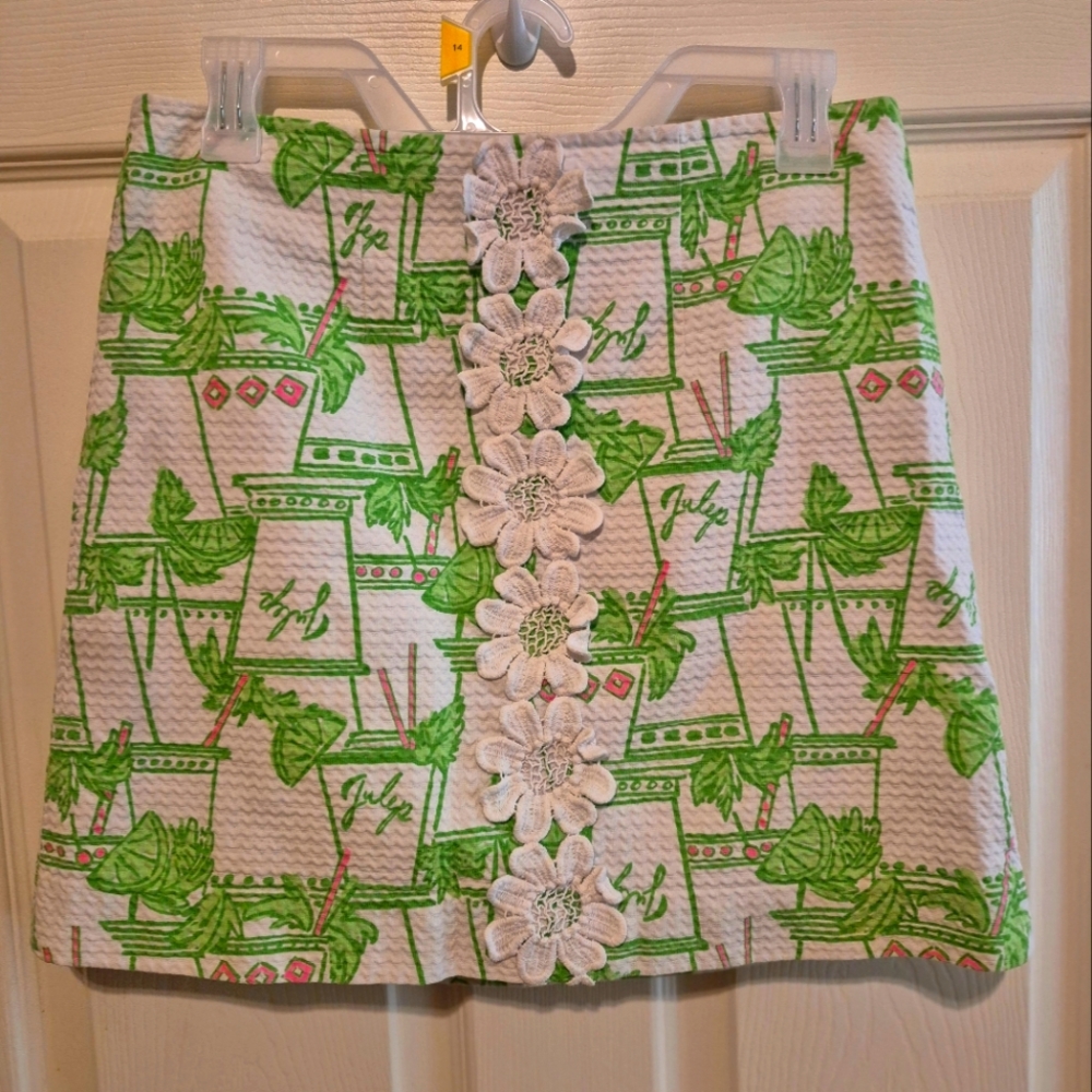 Lilly Pulitzer Just Add Mint Julep Kentucky Derby Print Cotton Skirt